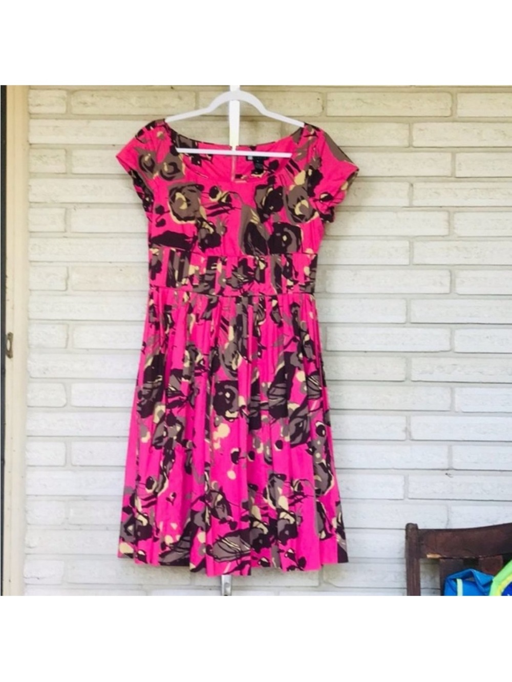 Vintage Carole Little Pink & Brown Zip
Up Dress Size 8